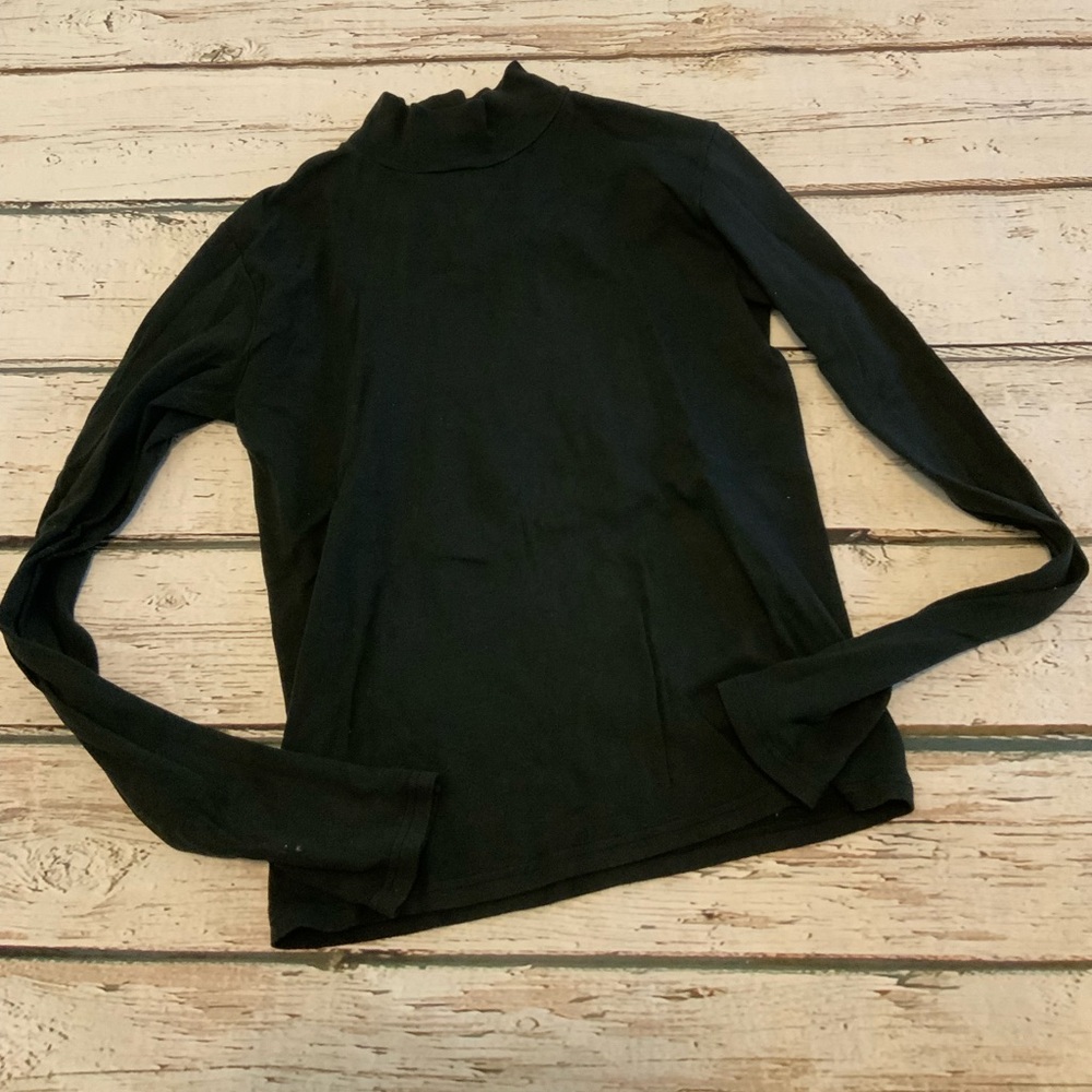 Brandy Melville Turtleneck Womens One Size Black Long Sleeve Rib Stretch Knit‎